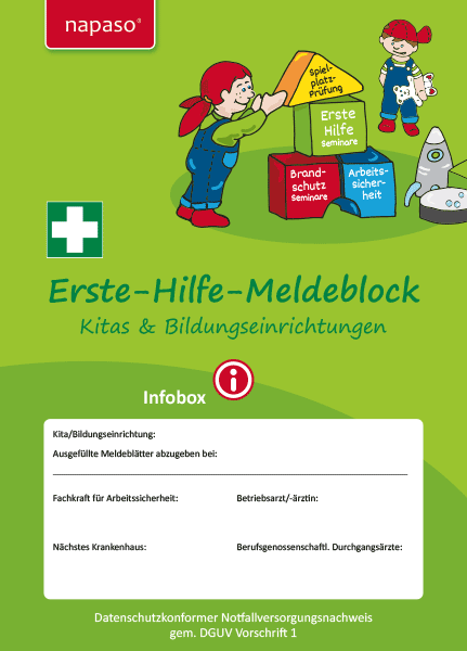 napaso Erste Hilfe Meldeblock - Kindergarten/Schule